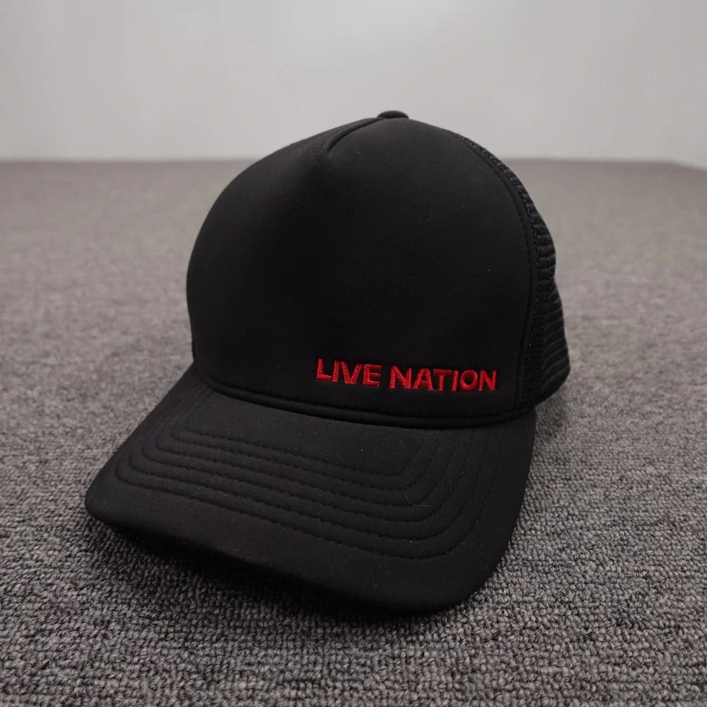 James Perse Hat Cap Snap Back Mens One Size Black Live Nation Mesh Trucker